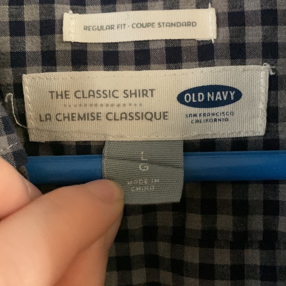 OLD NAVY BLUE PLAID BUTTON DOWN SHIRT - Picture 5 of 5
